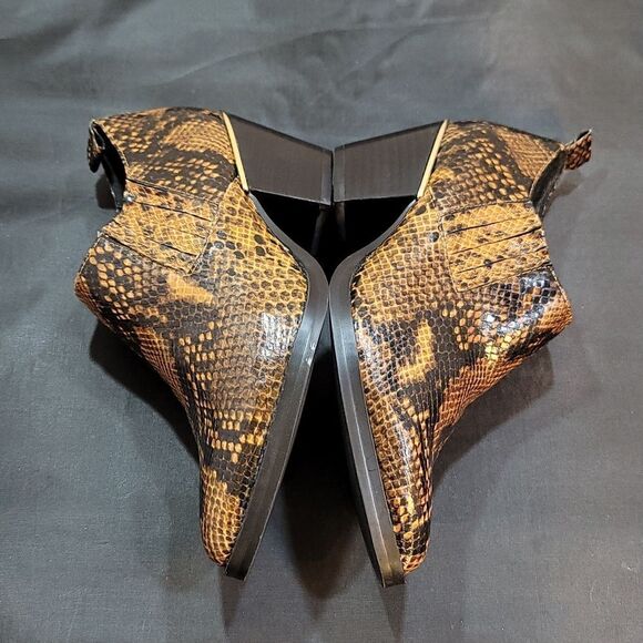 BLEECKER & BOND SNAKE PRINT CHUNKY HEEL SLIP-ON POINTED TOE BOOTIE - Picture 13 of 15